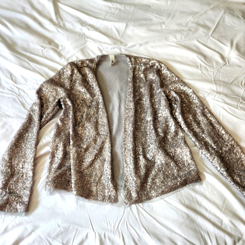 Ladies Silver sequin blazer jacket